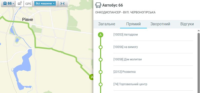 66 маршрутка рівне - Маршрут 2